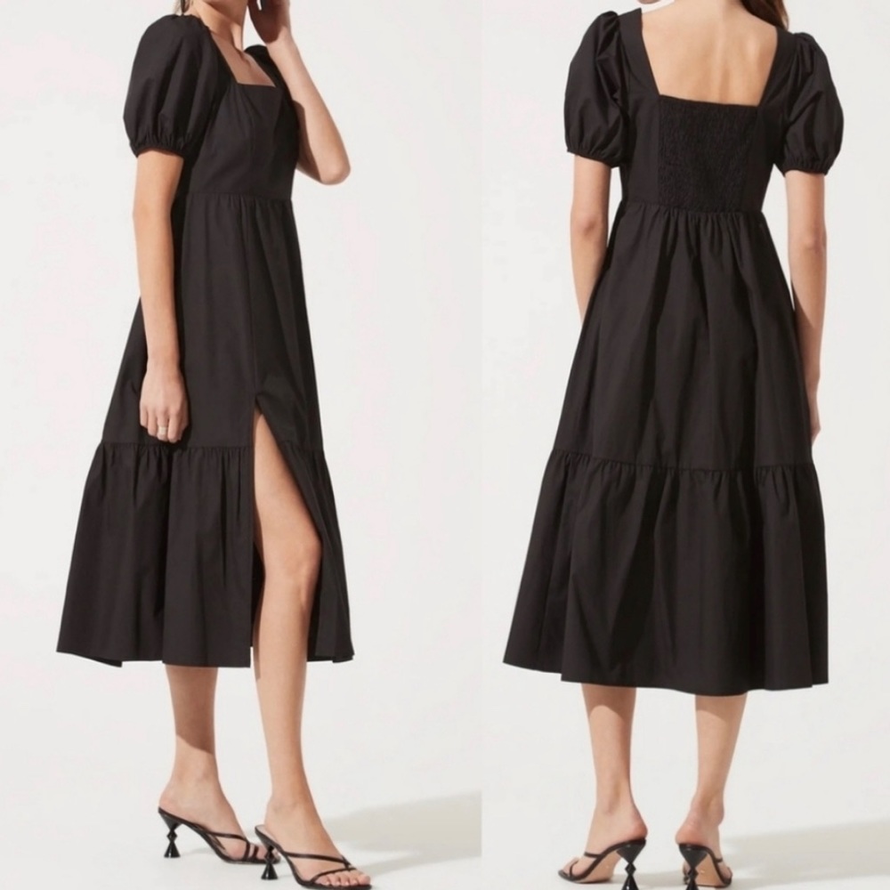 ASTR Puff Sleeve Black Dress